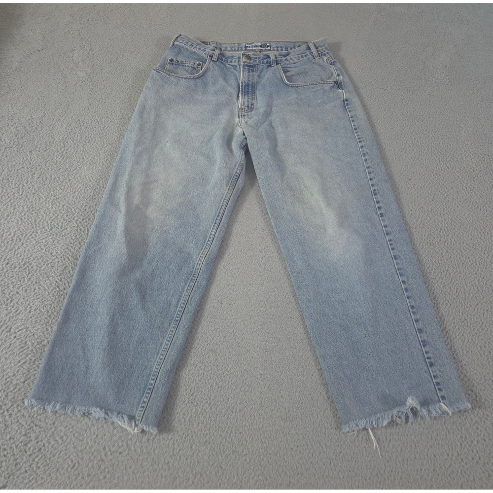 VINTAGE Gap Jeans Mens 36x31 Light Blue Baggy Fit Wide Leg Cut Hem Denim 90s